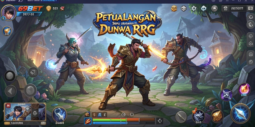 Screenshot menampilkan pertarungan seru di dunia RPG 69BET.