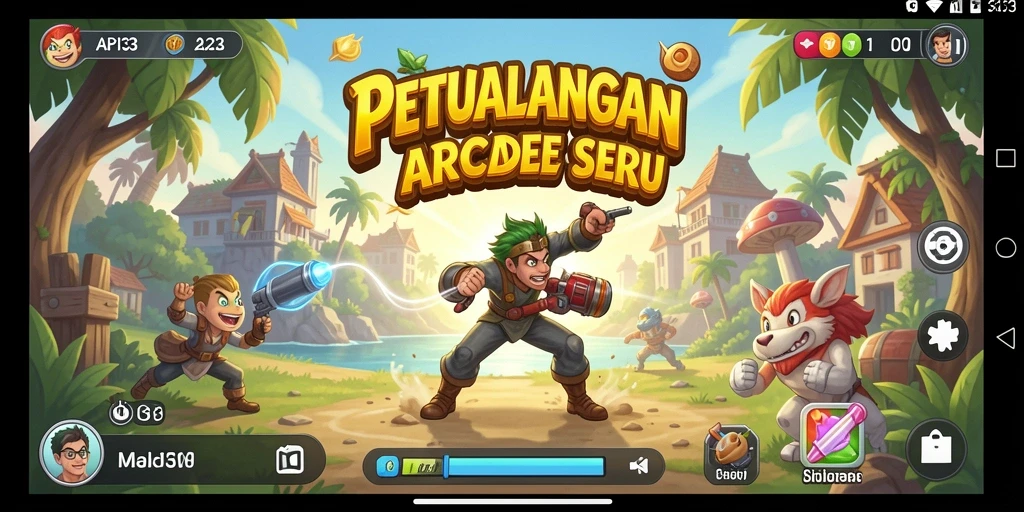 Tampilan seru gameplay API33 saat melawan musuh di level yang menantang.