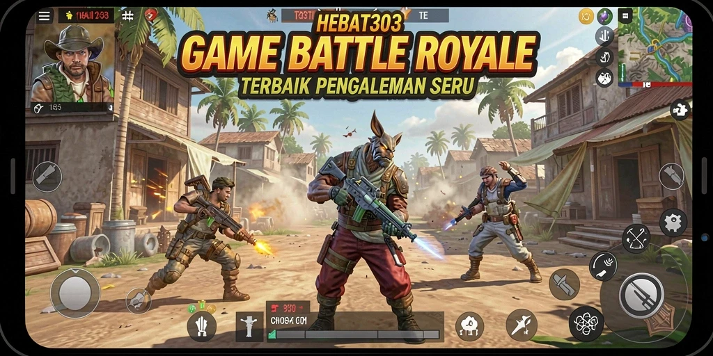Screenshot gameplay HEBAT303 menampilkan aksi mendebarkan di arena Battle Royale.