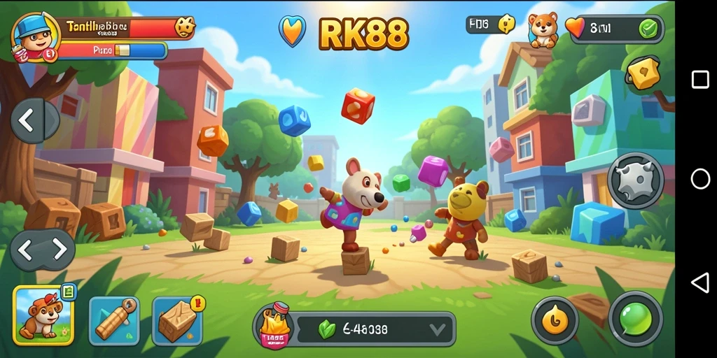 Screenshot gameplay RK88 dengan tantangan puzzle menarik dan desain grafis yang memukau.