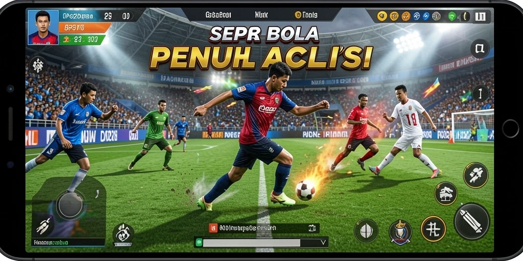 Tangkapan layar utama RP62RP menunjukkan aksi permainan sepak bola yang menegangkan.