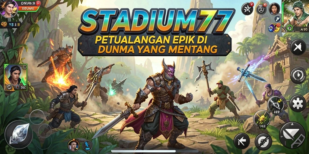 Tampilan utama gameplay STADIUM77 yang penuh petualangan.